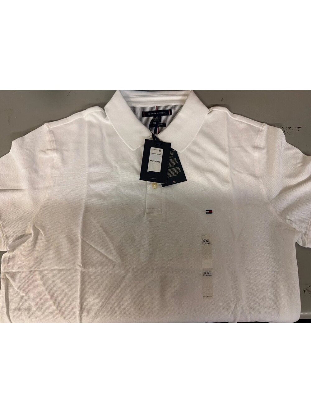 Tommy Hilfiger 1985 Polo Shirt Mens XXL White Cotton Stretch Short Sleeve New